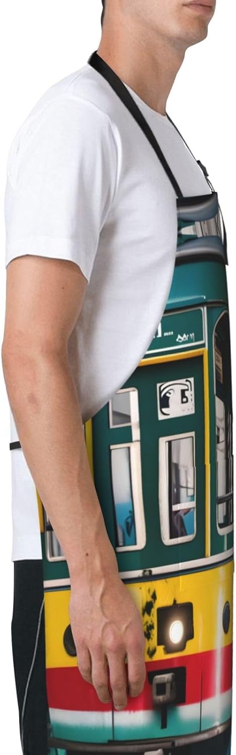 lisbon tram Print Laundry apron 28x33 In Waterproof Kitchen Apron with