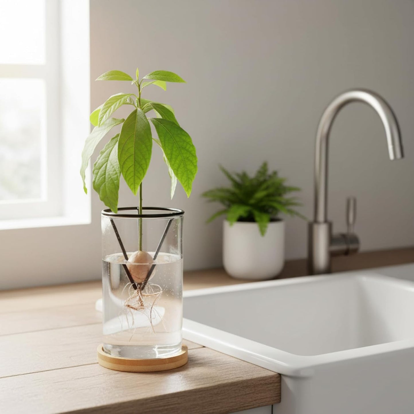 Avocado Tree Growing Kits, Avocado Growing Vase Wooden Base Seed Start