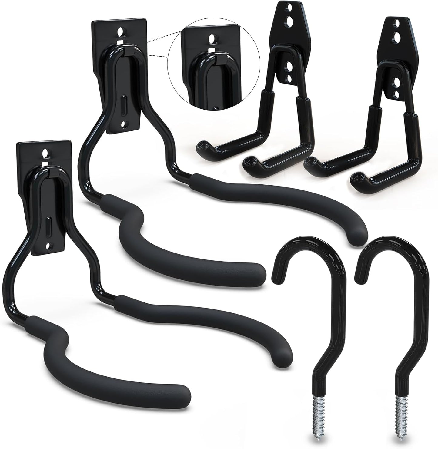 3-H Weed Eater Hanger 2 Pack,2 Garage Wall Hooks,2 Screw in Hooks,Utility Weedeater Rack,Tool Hangers for Organizing and Hanging Weed Wacker,Leaf Blower,String Trimmer,Power Tool in Garden