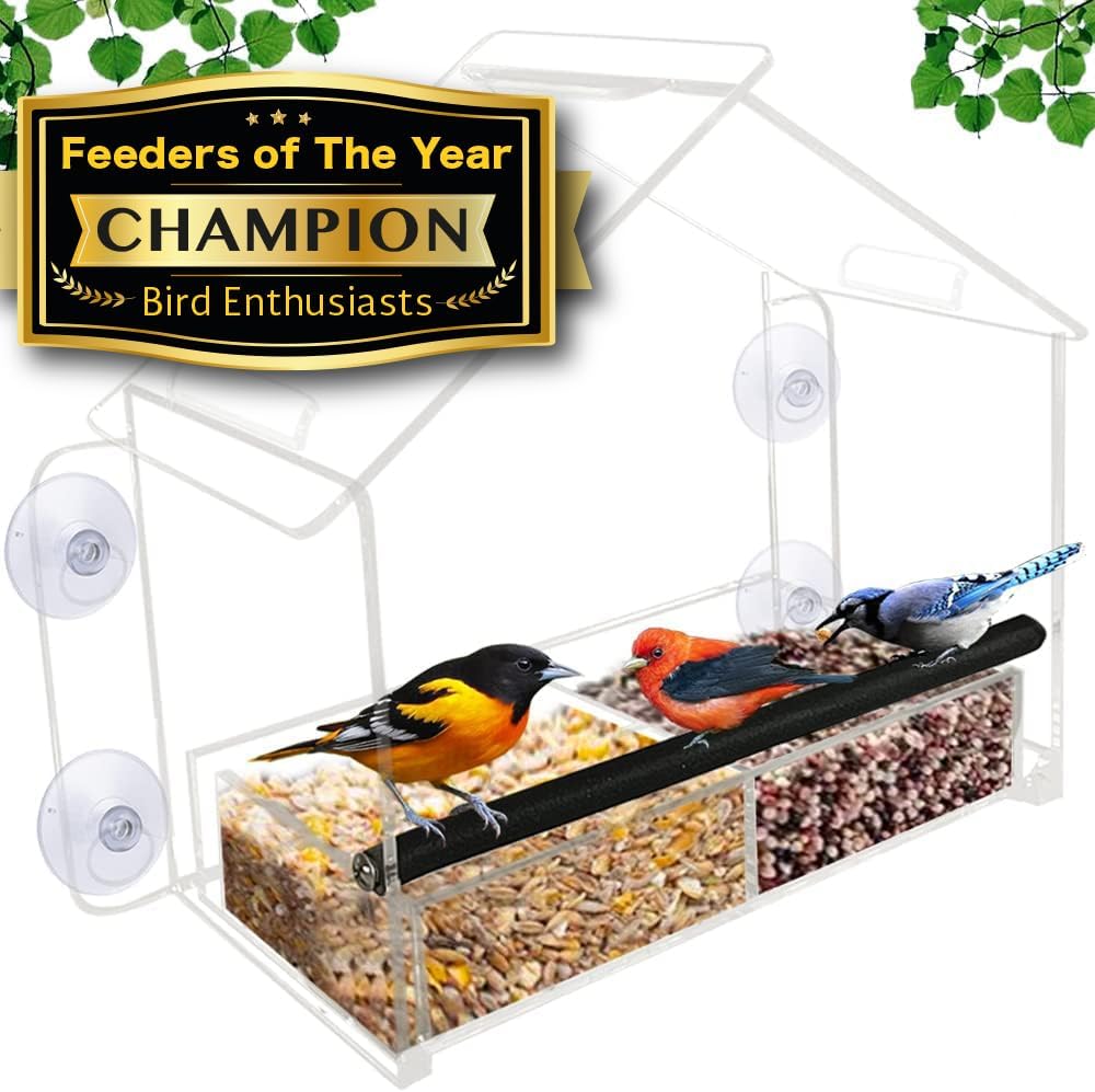 Nature Gear Window Bird Feeder with Strong Suction Cups, Clear Acrylic