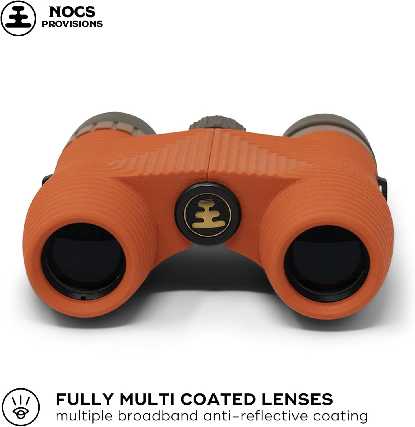 Nocs Provisions Standard Issue 8x25 Waterproof Binoculars, 8X Magnification, Bak4 Prism, Wide View Multi-Coated Lenses for Bird Watching, Hiking & Backpacking - Poppy Orange II
