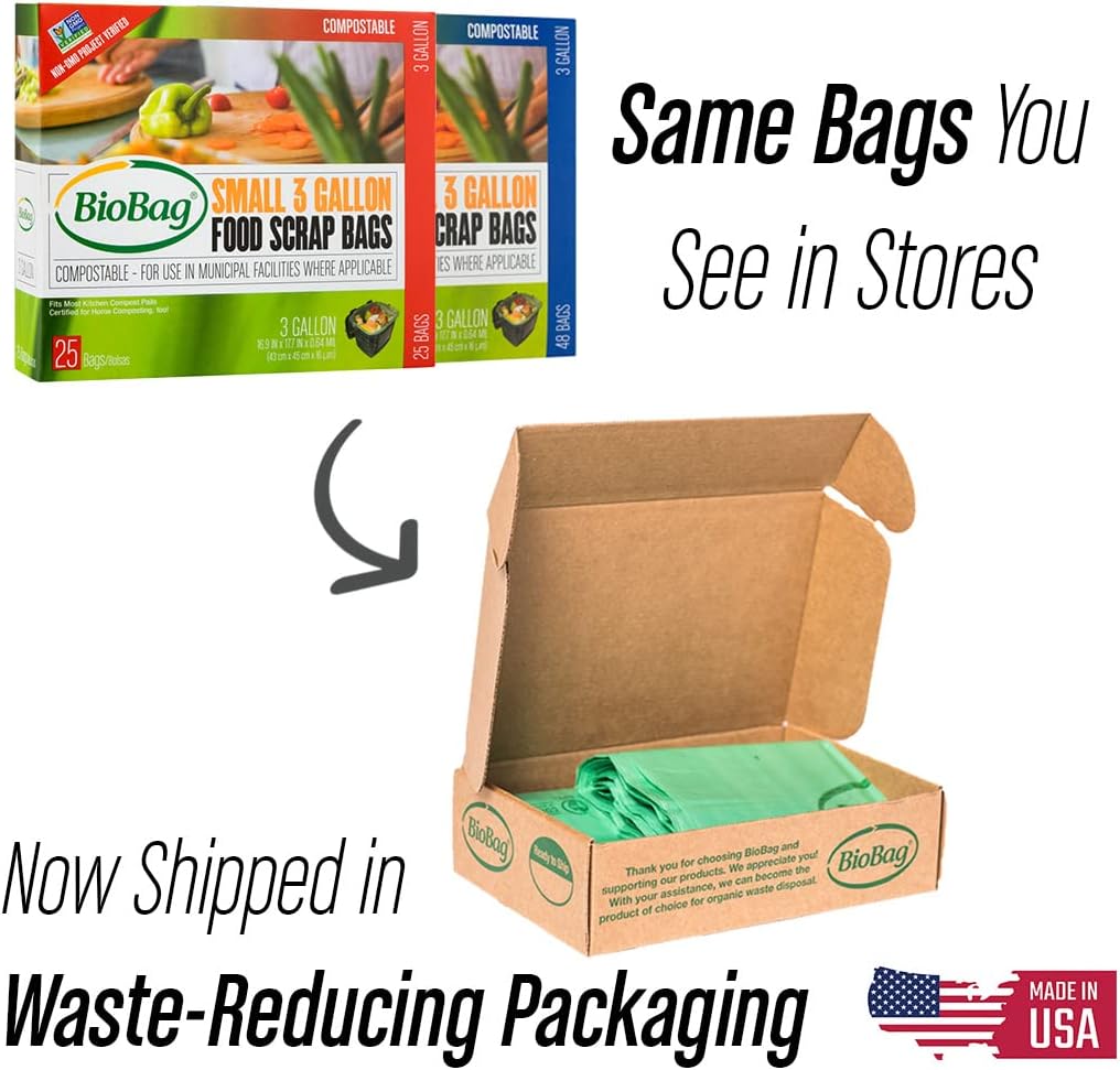 3 Gallon Compostable Food Scrap Bags by BioBag, 100 Count, BPI Certifi