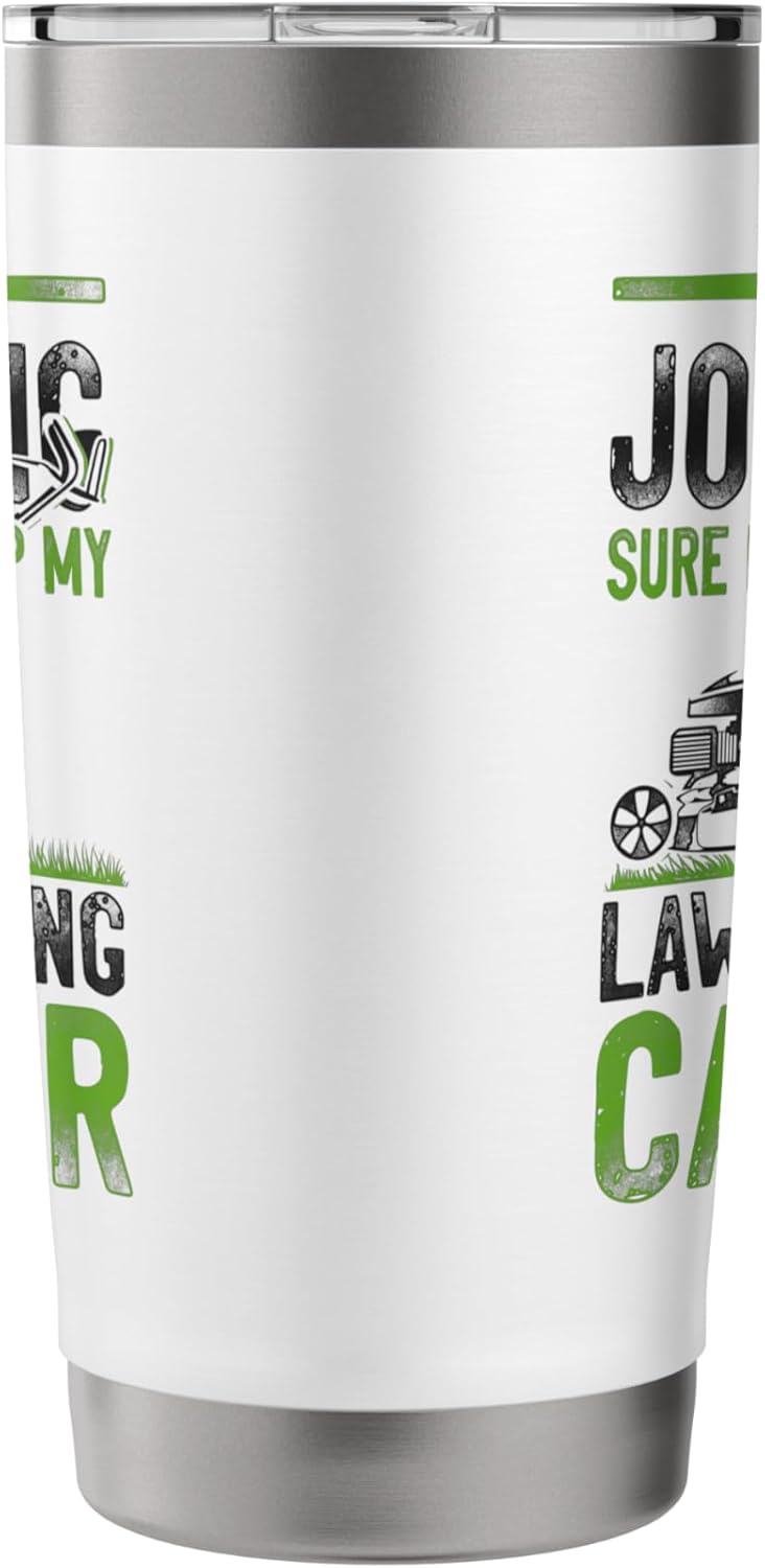 Lawn Mower Mowing Dad Father Landscaper Vintage This Job Stainless Steel Insulated Tumbler