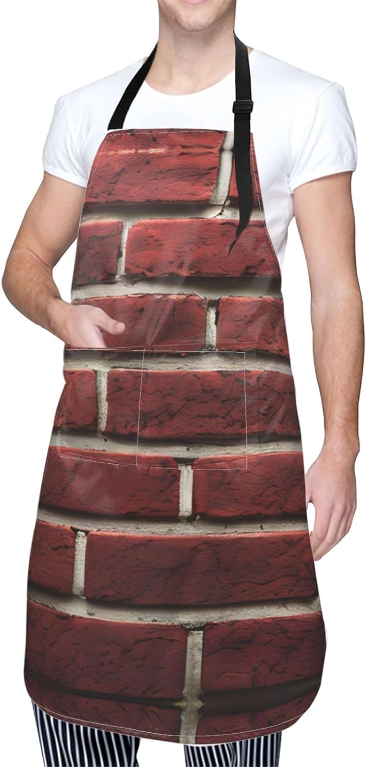 Brick Red Stone print Waterproof chef's apron with pocket apron for ki