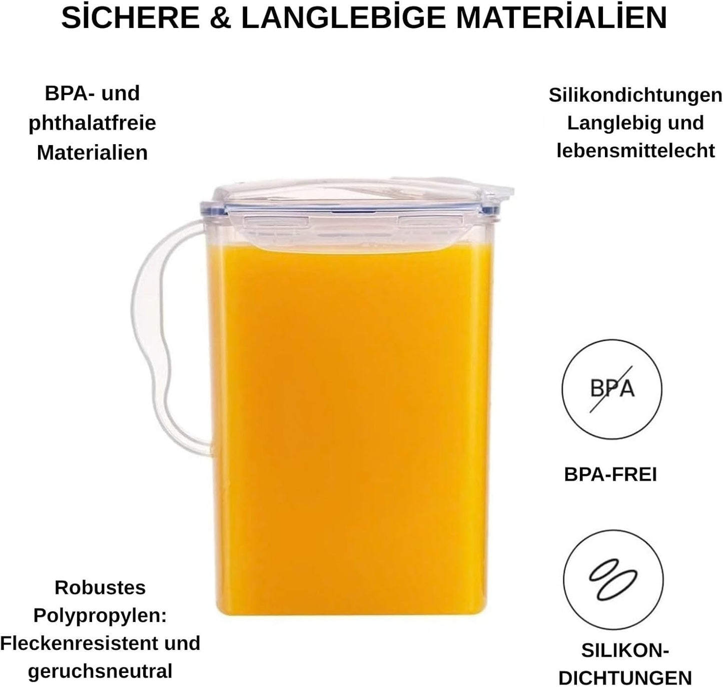 LocknLock Aqua Fridge Door Water Jug with Handle BPA Free Plastic Pitcher with Flip Top Lid Perfect for Making Teas and Juices, 2 Quarts, Clear