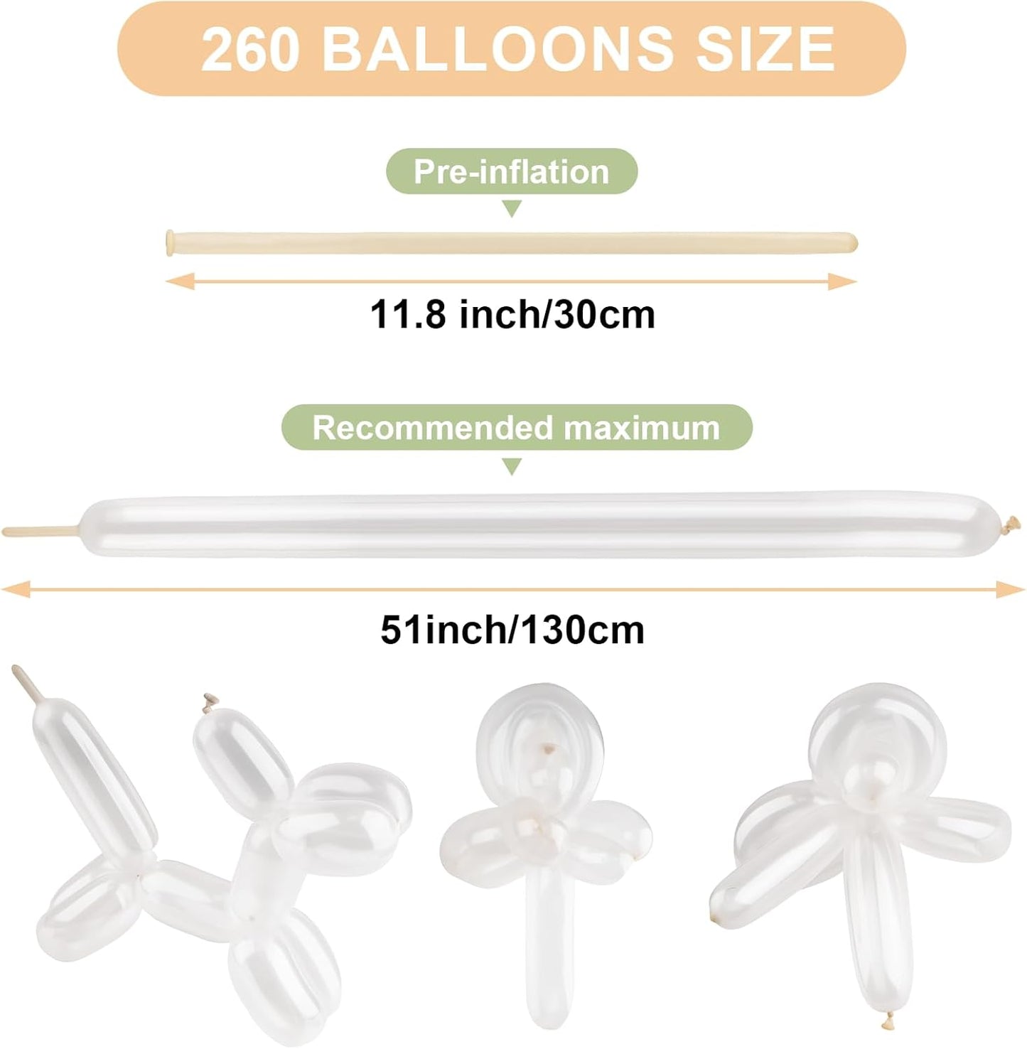 Clear 260 Balloons 100 PCS - Premium Long Skinny Latex Balloons for Animal Twisting, Beginners, Weddings & Birthdays Party Decorations