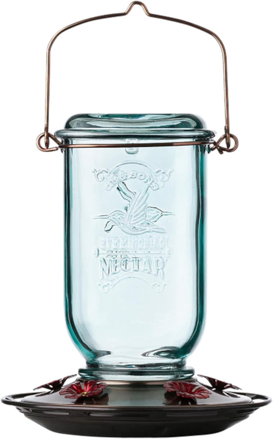 More Birds Mason Jar Hummingbird Feeder, Glass Hummingbird Feeders for Outdoors, 5 Feeding Stations, 25 Ounces
