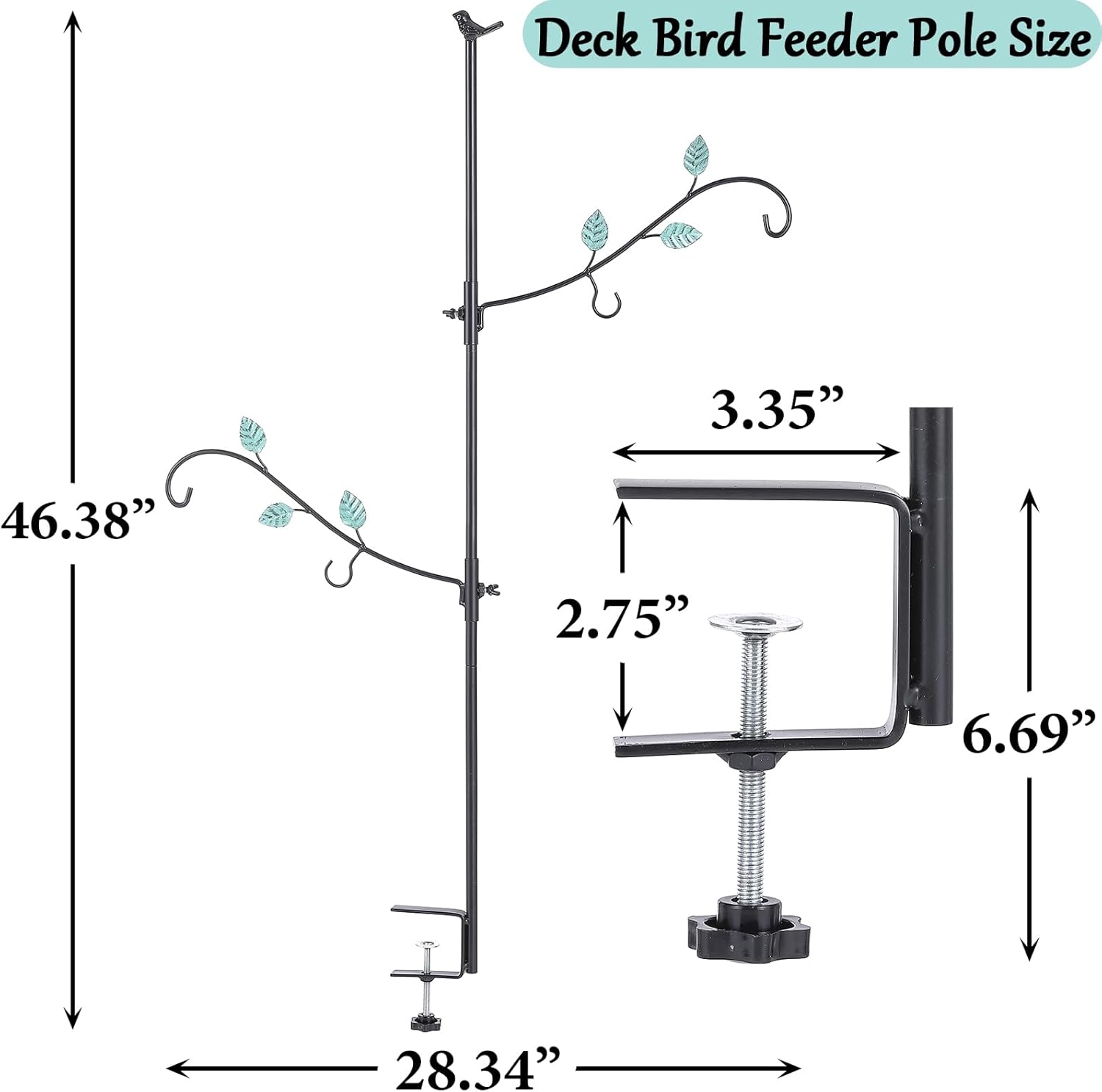 Deck Bird Feeder Hook, Multi-Hook Bird Feeder Hooks for Deck Railing, 