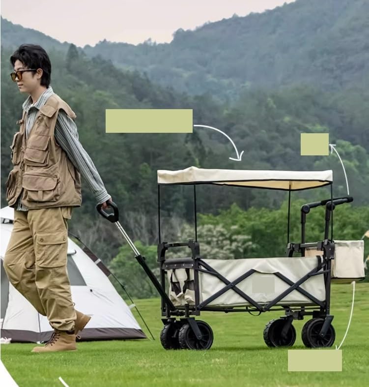 Portable Camping Cart,Outdoor Folding Camping Beach Wagon Cart with Re