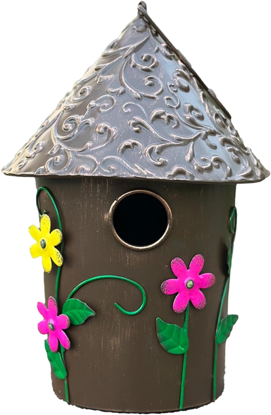 9.25" H Metal Hanging Decorative Birdhouse for Hummingbird with Paint 