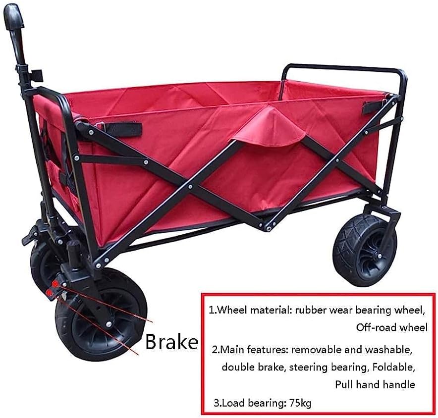 Handcart, Portable Folding Garden Trolley Cart Heavy Duty Trolley Wago