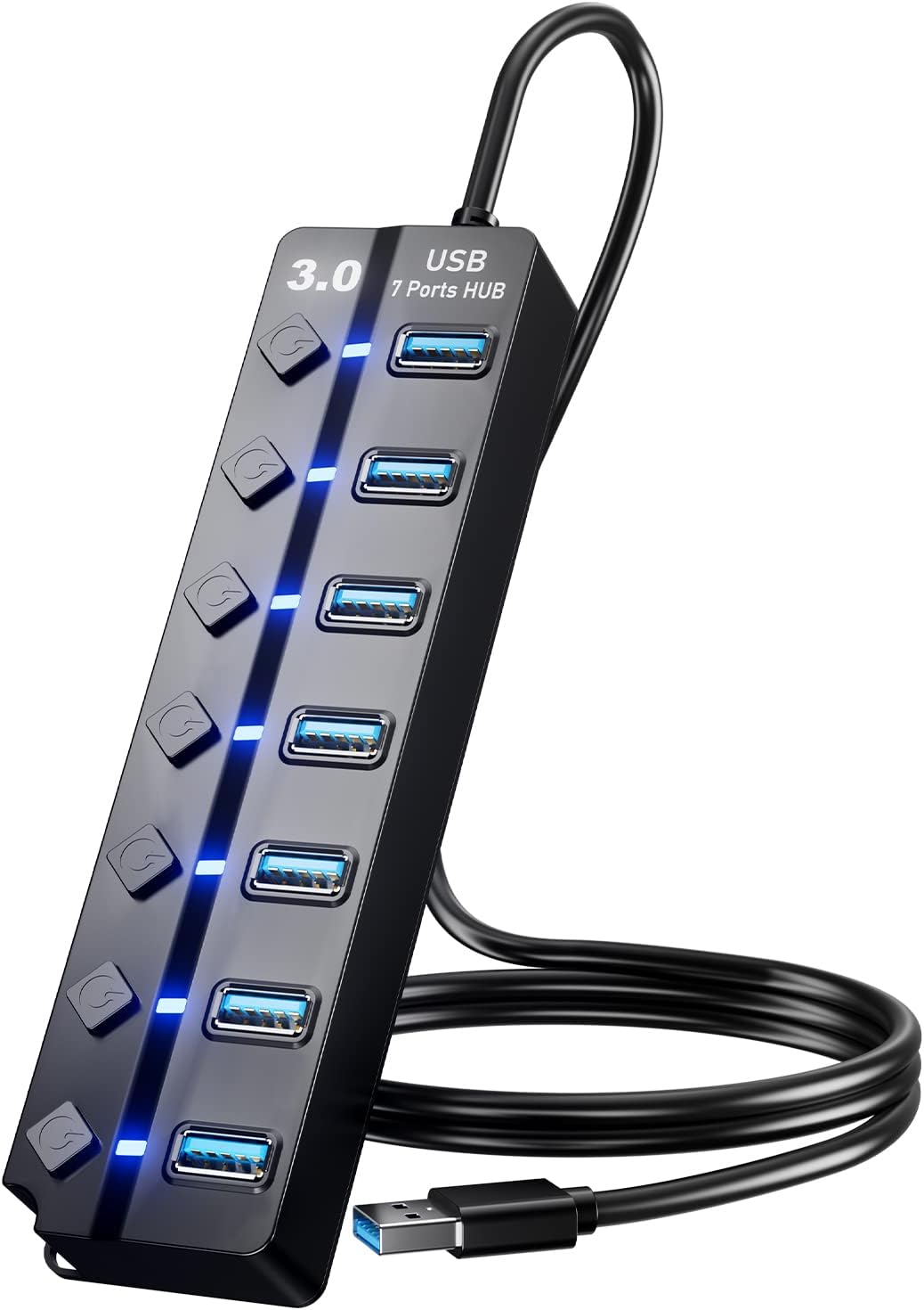 USB 3.0 Hub, PANPEO 7-Port USB Data Hub Splitter with 3ft Long Cable U