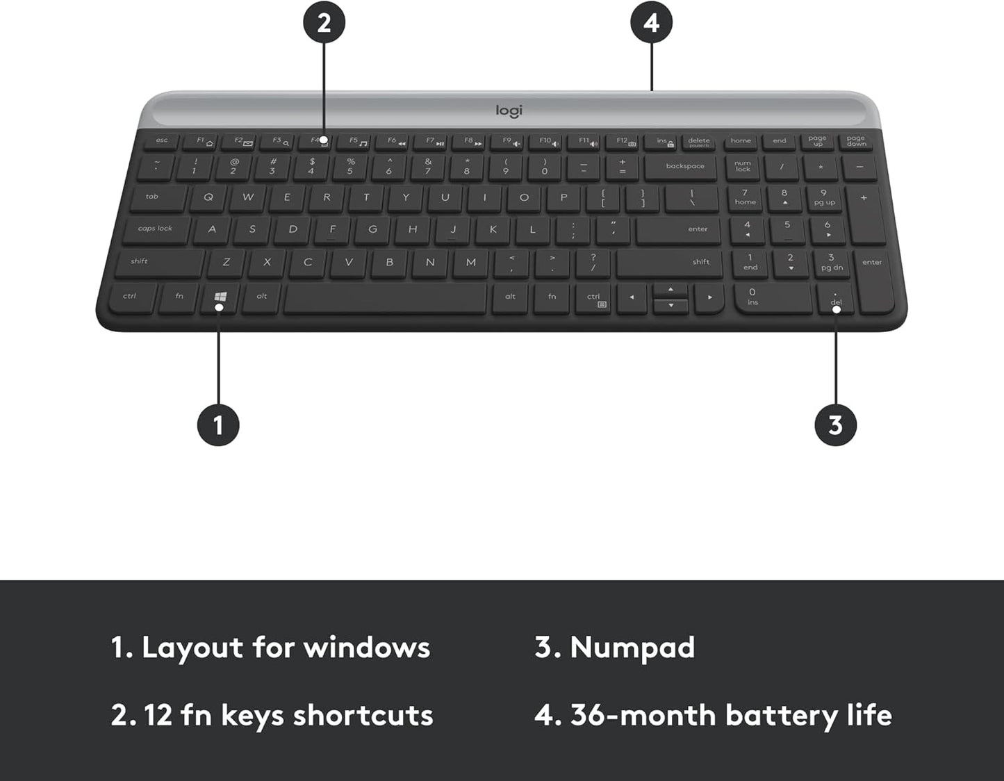 Logitech MK470 Slim Wireless Keyboard and Mouse Combo - Modern Compact