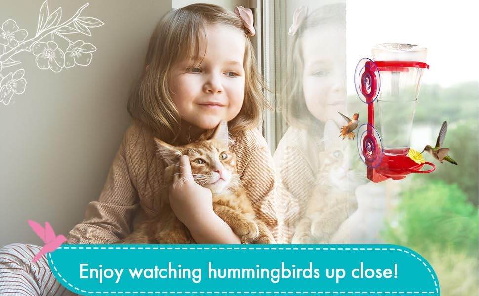 Window Hummingbird Feeders for Outdoors - Large Capacity - Durable Plastic - Easy to Clean and Refill - Window bird feeders with Strong Suction Cups - Hummingbird Feeder