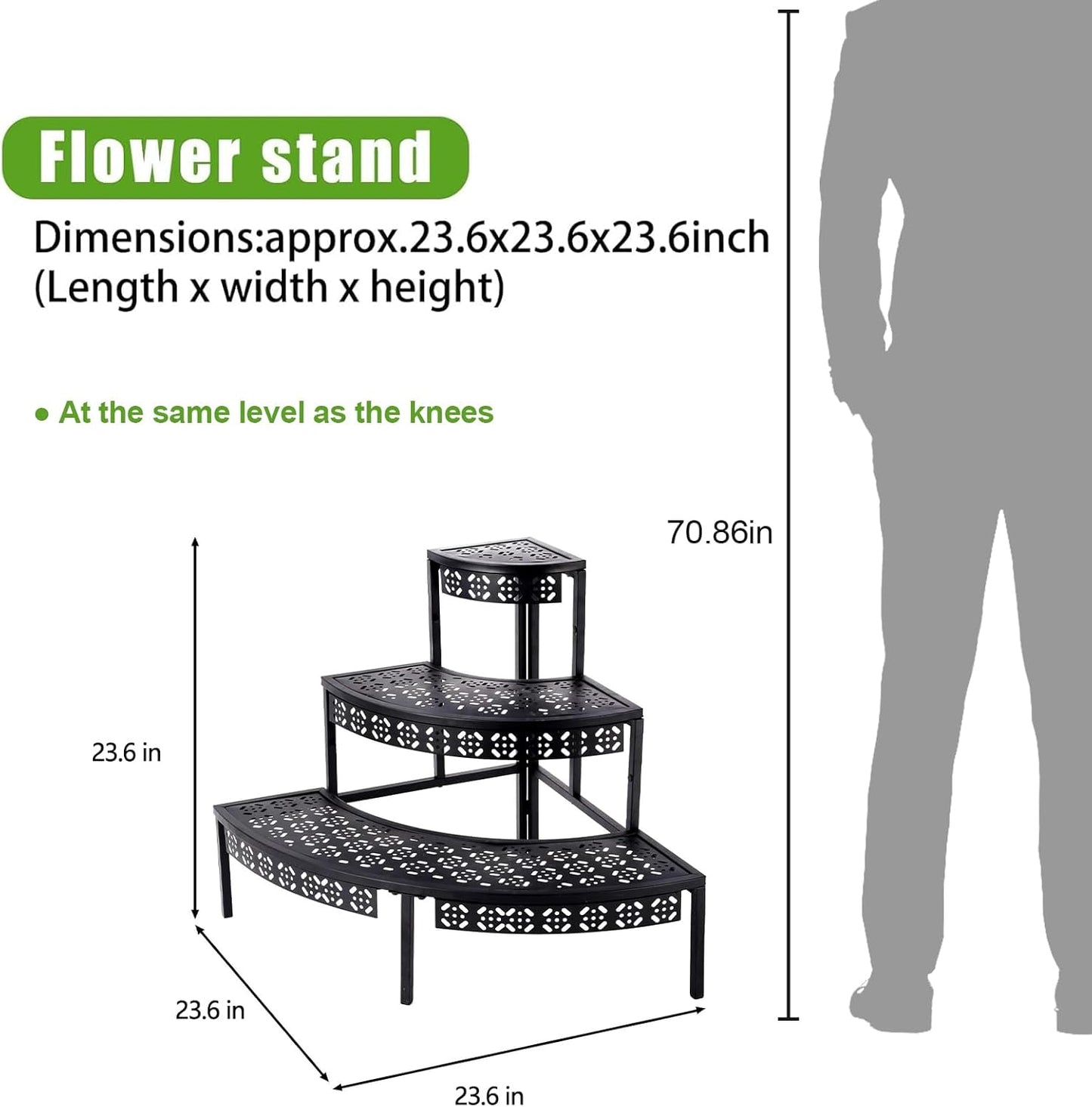 aboxoo 3 Tier Plant Stand Flower Pot Rack, Metal Stair-Step Style Corn