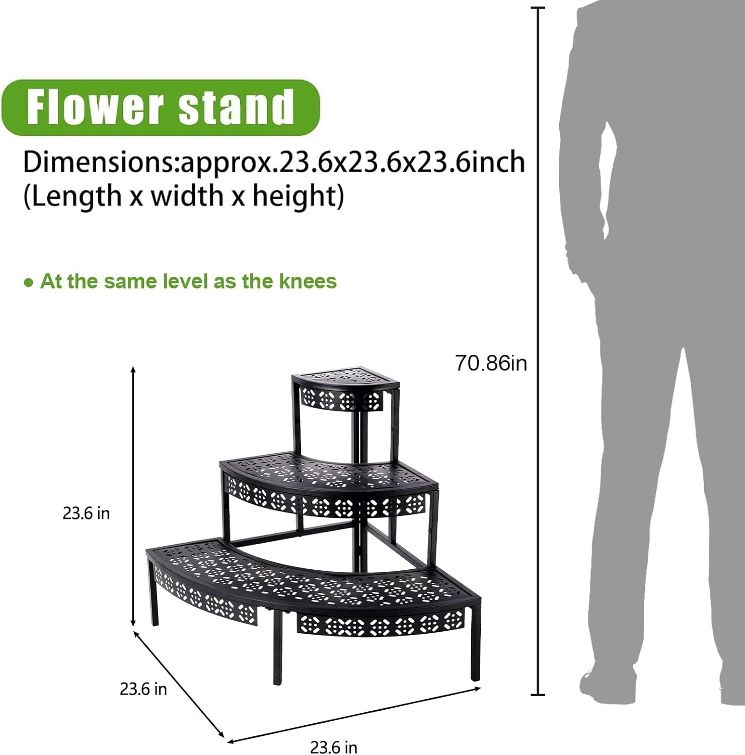 aboxoo 3 Tier Plant Stand Flower Pot Rack, Metal Stair-Step Style Corn