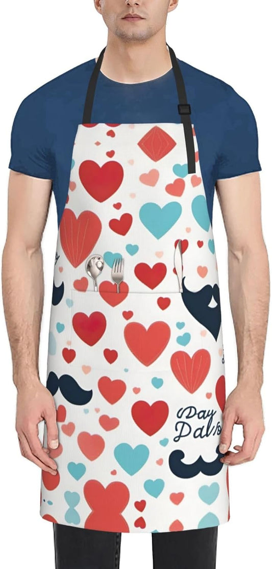 Fathers Day Love Dad print Waterproof chef's apron with pocket apron for kitchen cooking baking barbecue and gardening