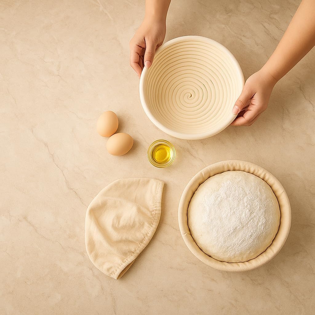 Saint Germain Bakery Premium Round Bread Banneton Basket with Liner - 