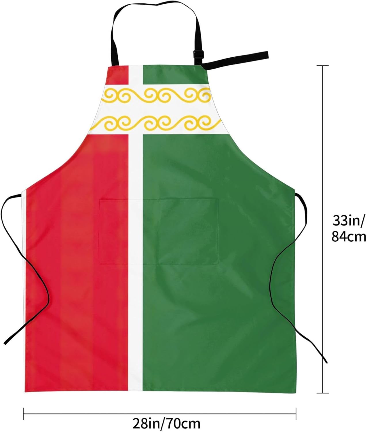 Flag of the Chechen Republic Print 28 x 33in Waterproof Apron with Pockets Fashionable Versatile Smock for Baking