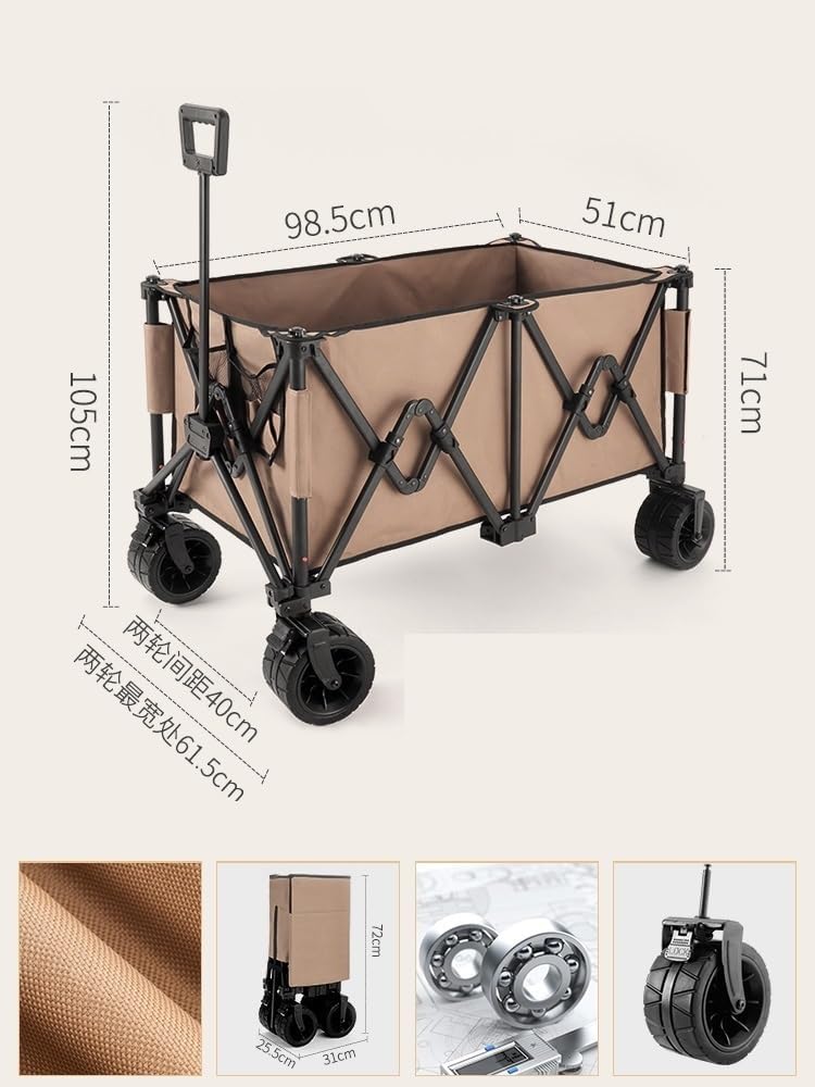 Collapsible Wagon Cart with Wheels Foldable Folding Wagons Carts Silen