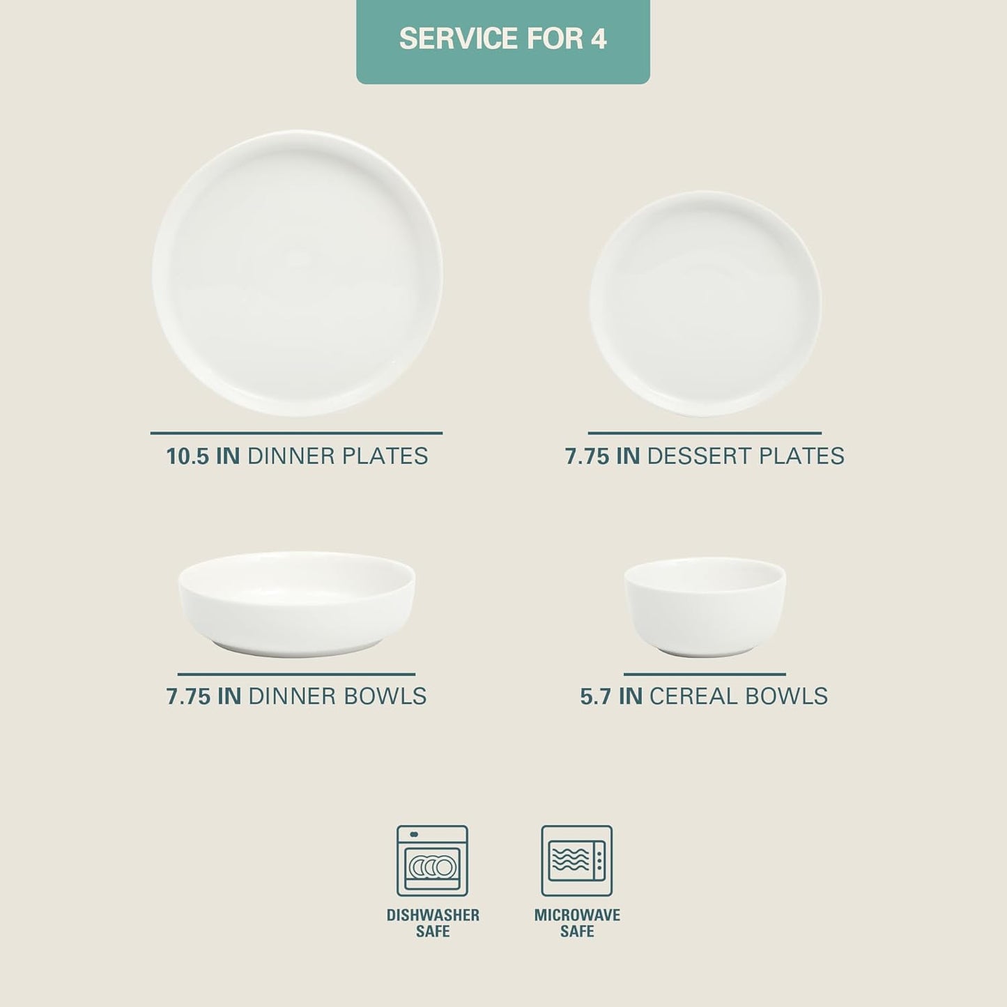 Gibson Home Oslo Porcelain Chip and Scratch Resistant Dinnerware Set, Service for 4 (16pcs), Ceramic Plates and Bowls Dishes Sets, White - Microwave and Dishwasher Safe