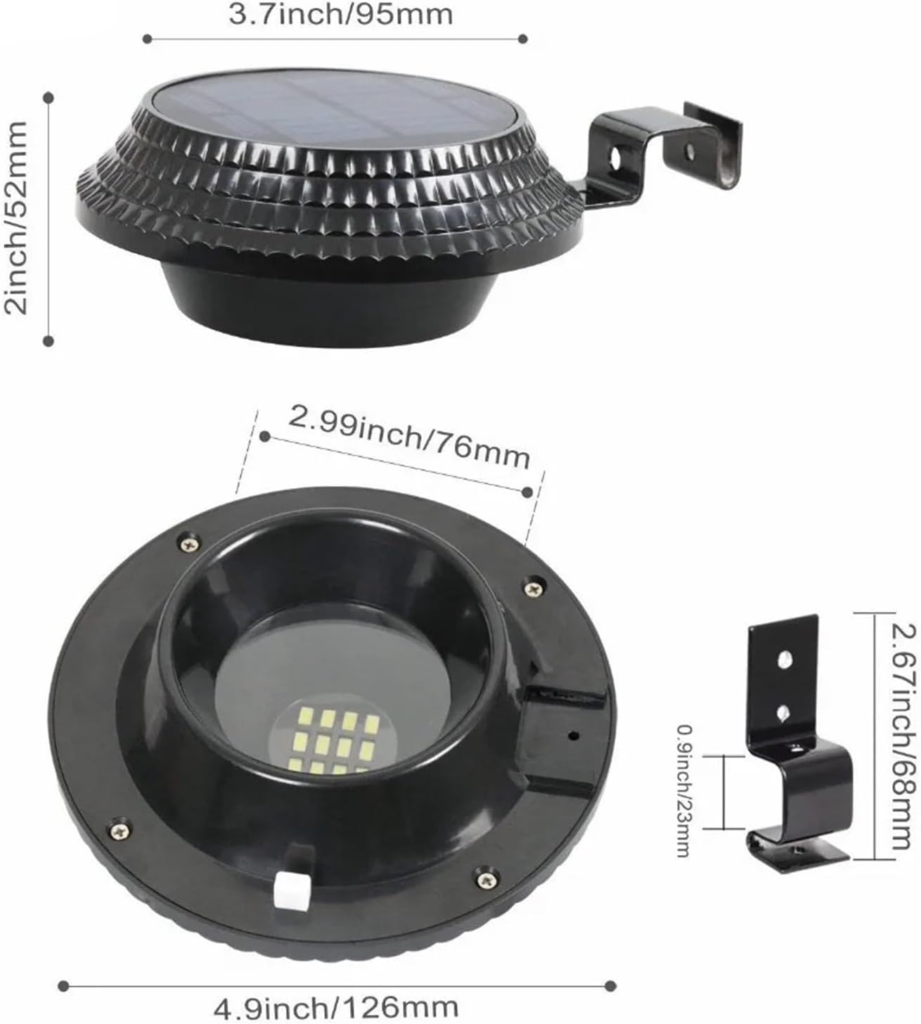 Solar Lamp Garden Gutter Light Waterproof Solar Powered LED Solar Light Street Light Lamps for Outdoor Lighting(3 Led Cold White)