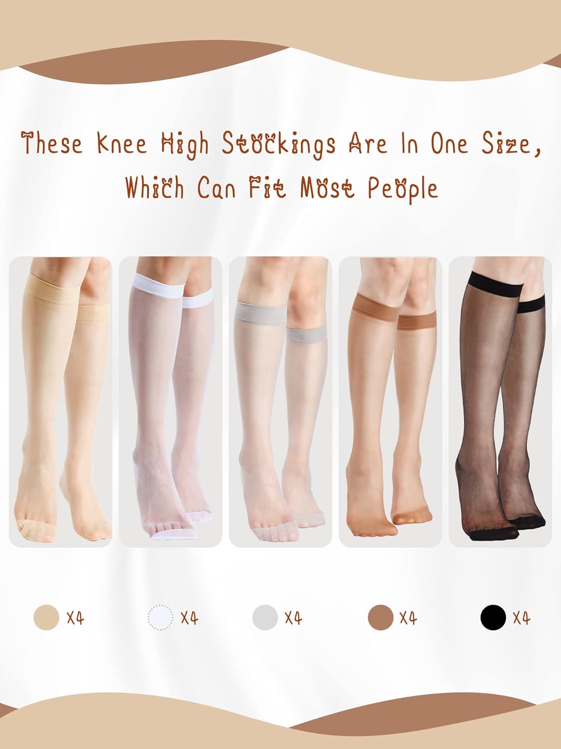 Geyoga 20 Pairs Knee High Stockings for Women Sheer Knee High Socks Ny