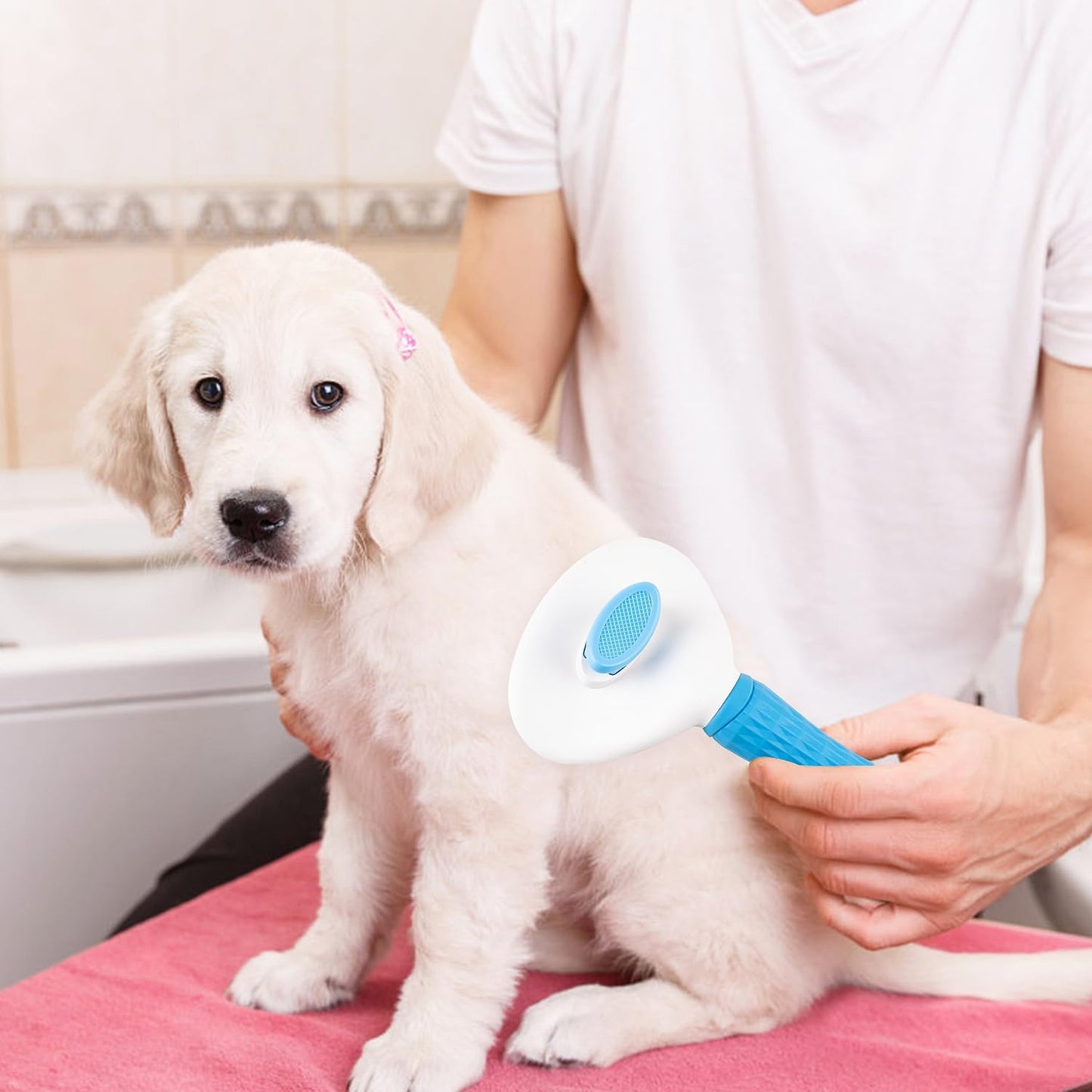Depets Self Cleaning Slicker Brush, Dog Cat Bunny Pet Grooming Sheddin
