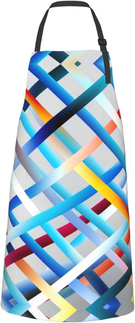 ZigZag Stripe 1 print Waterproof apron with pocket adjustable cooking apron for adult kitchen bibs to bake