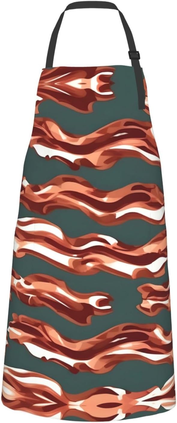 Bacon Pattern Print Laundry apron 28x33 In Waterproof Kitchen Apron with Pockets for Cooking Baking