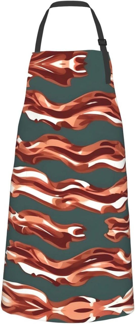 Bacon Pattern Print Laundry apron 28x33 In Waterproof Kitchen Apron with Pockets for Cooking Baking