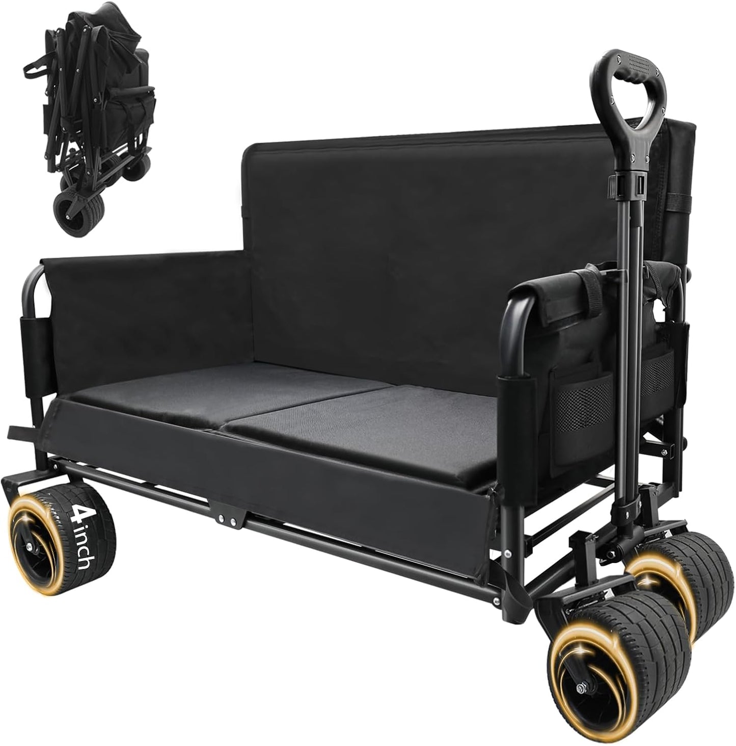 Collapsible Foldable Wagon Cart with Wheels 240L Capacity Folding Sports Wagons, 560LBS Load Large 3-in-1 Grocery Heavy Duty Carts for Sand, Beach, Camping, Fishing