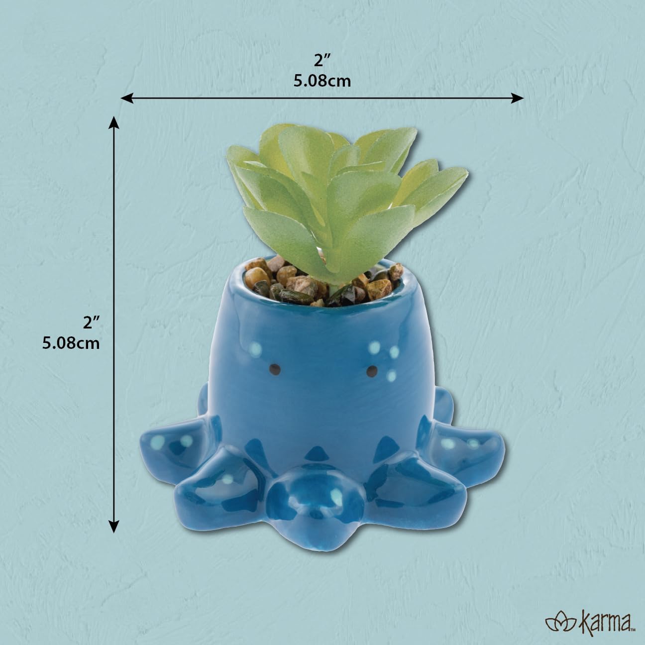 Karma, Shaped Succulent Pot, Artificial Succulents in Ceramic Pot, Fau