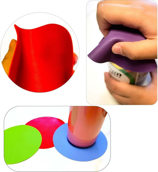 4pcs Rubber Jar Opener Bottle Gripper Non Slip Pad Multi-function Can Opener for Seniors with Arthritis Weak Hands (Circle One)