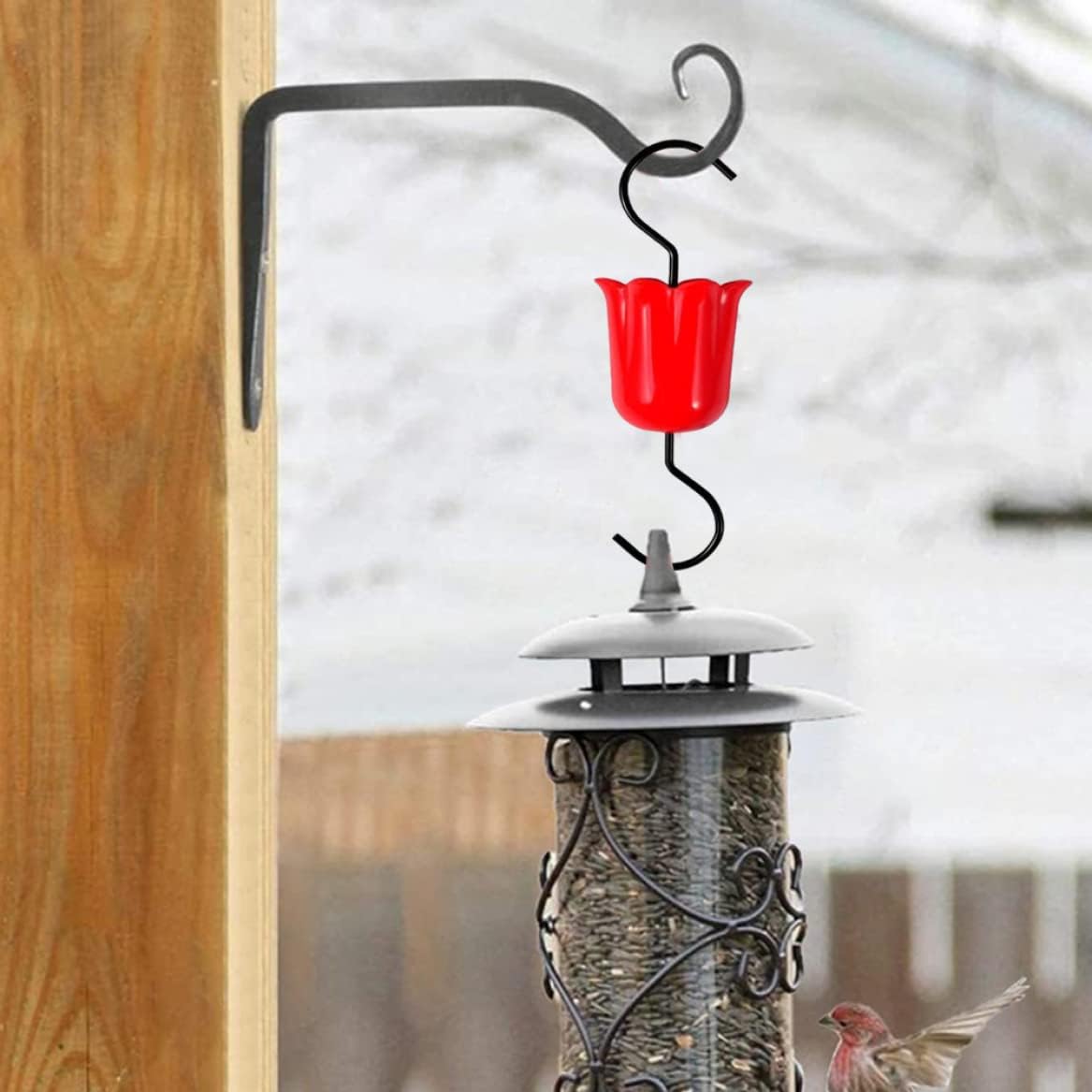 Ant Guard for Hummingbird Feeder Ant Moat Hook with Brush Bird Feeder Accessory for Outdoor Oriole Feeder 3Sets Red Spring Gardening Tool