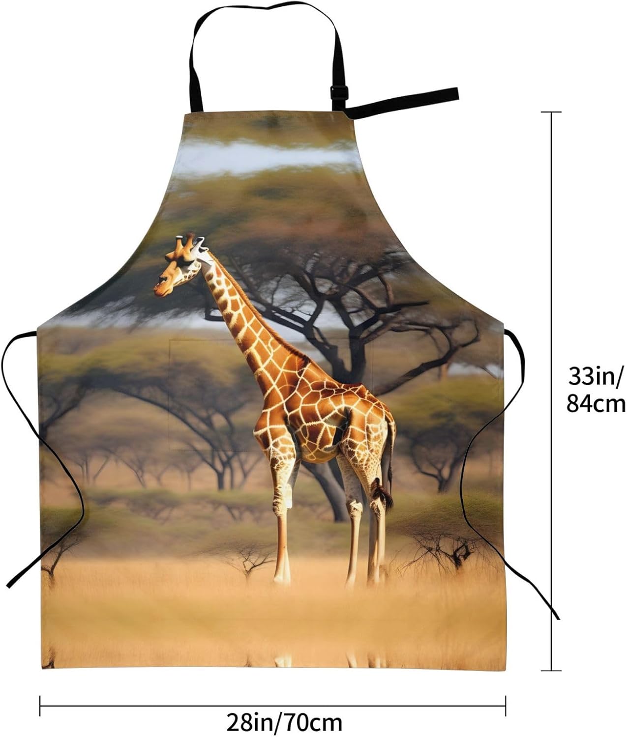 Africa Giraffe Majestic Tree Print 28x33 In Adult Kitchen Apron with P