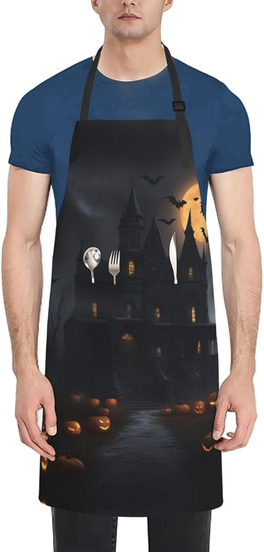 Halloween Goth print Waterproof chef's apron with pocket apron for kitchen cooking baking barbecue and gardening