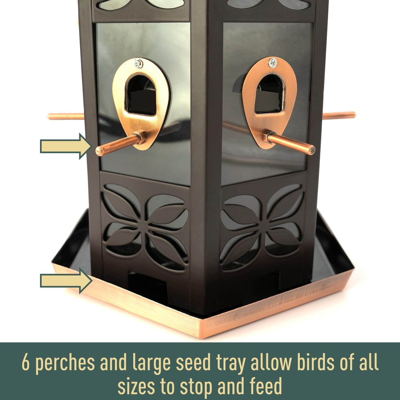 North States - Copper Hexagon Birdfeeder: Copper Bird Feeder for Outdoors, Holds 9.5 Pounds of Seed