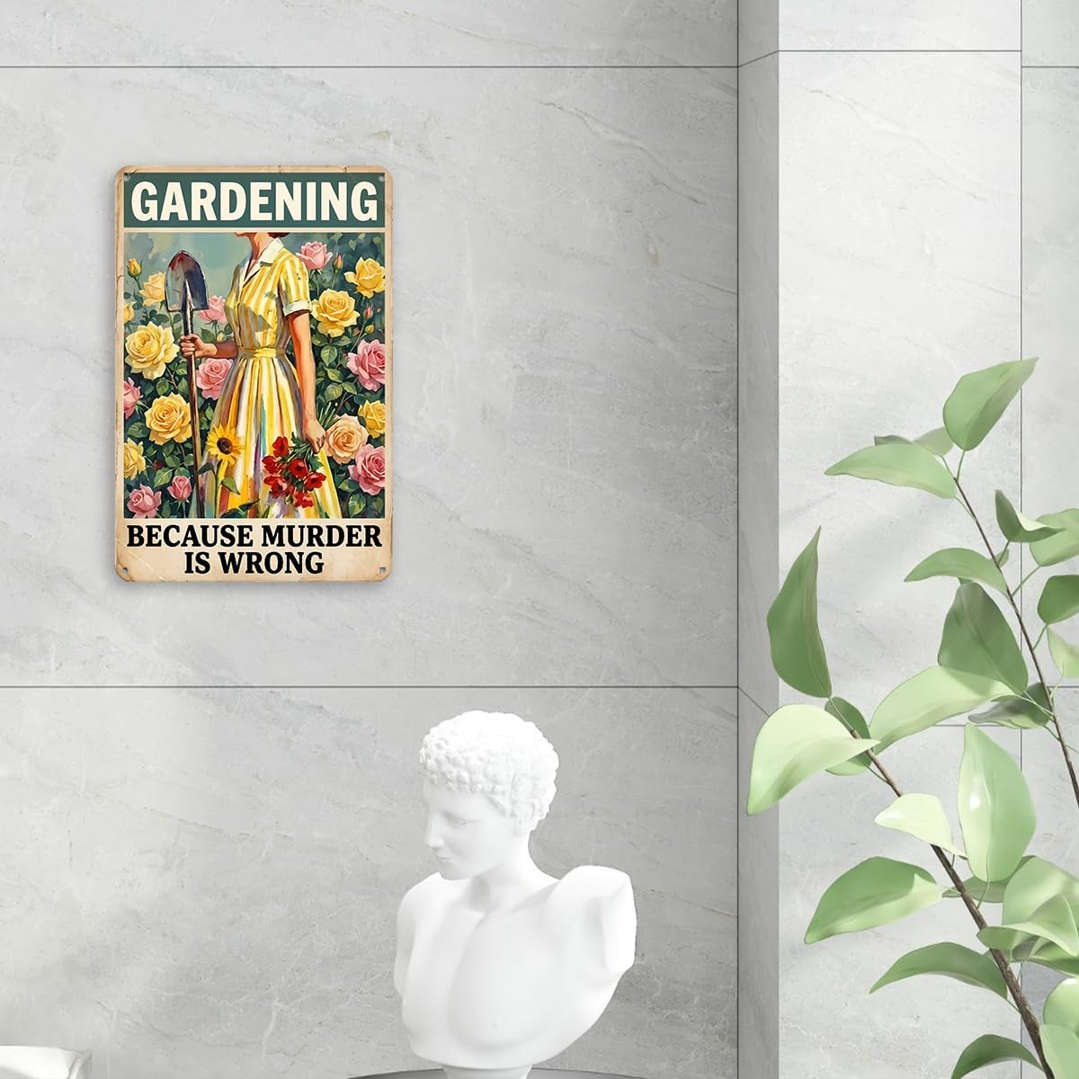mmiishe Funny Gardening Because Murder Is Wrong Tin Sign 8x12 Inch, Re