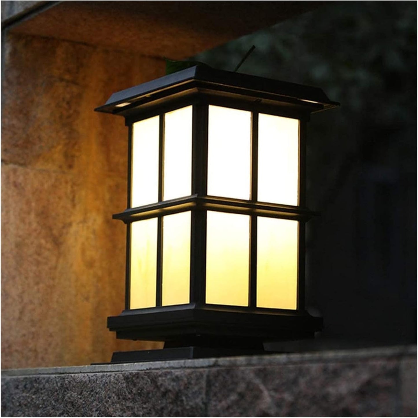 Courtyard Light Die-cast Simple American Post Lamp LED Solar Gatepost Patio Lights Garden Waterproof Villa Wall Home Door Path Street Decor Comfortable (Ma