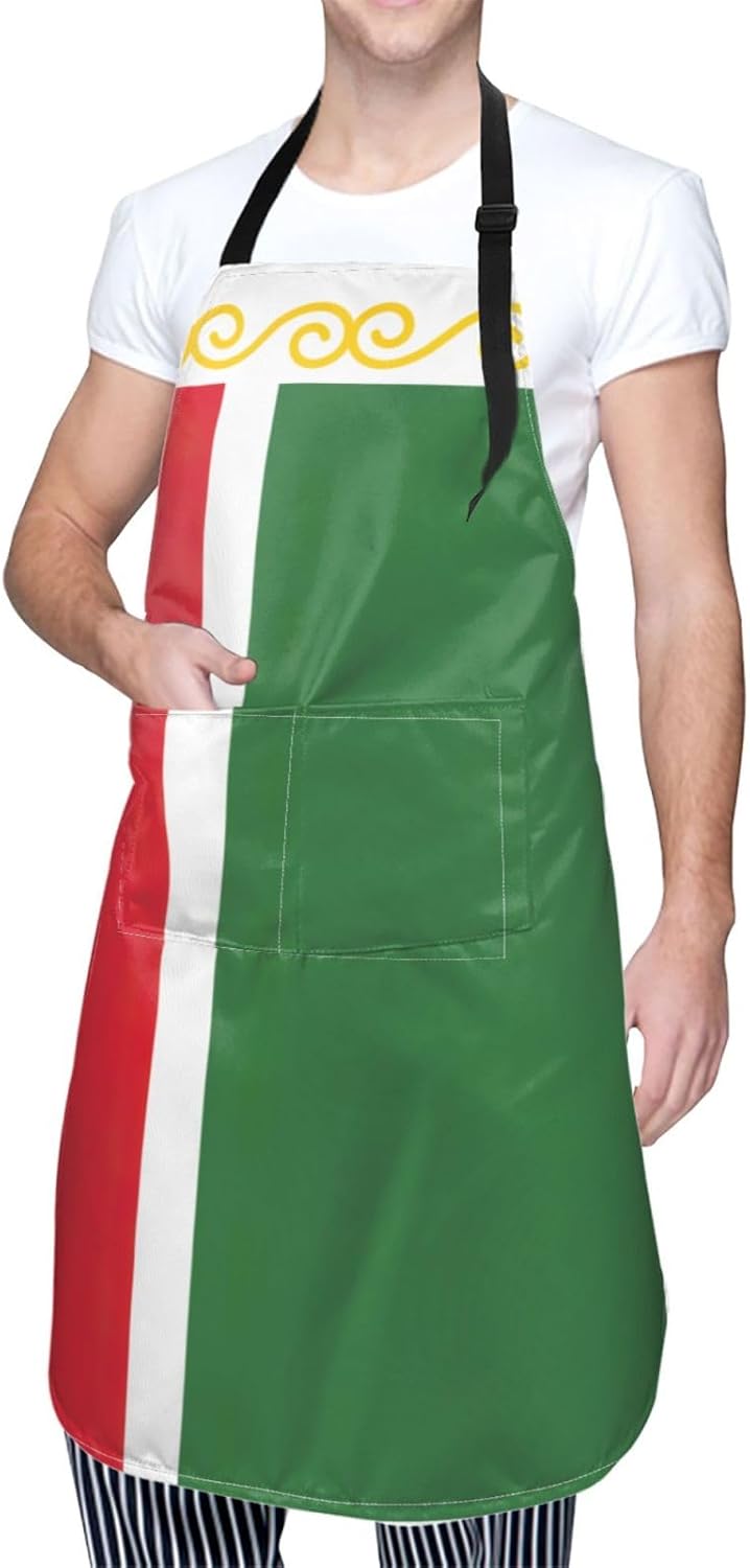 Flag of the Chechen Republic print Waterproof chef's apron with pocket
