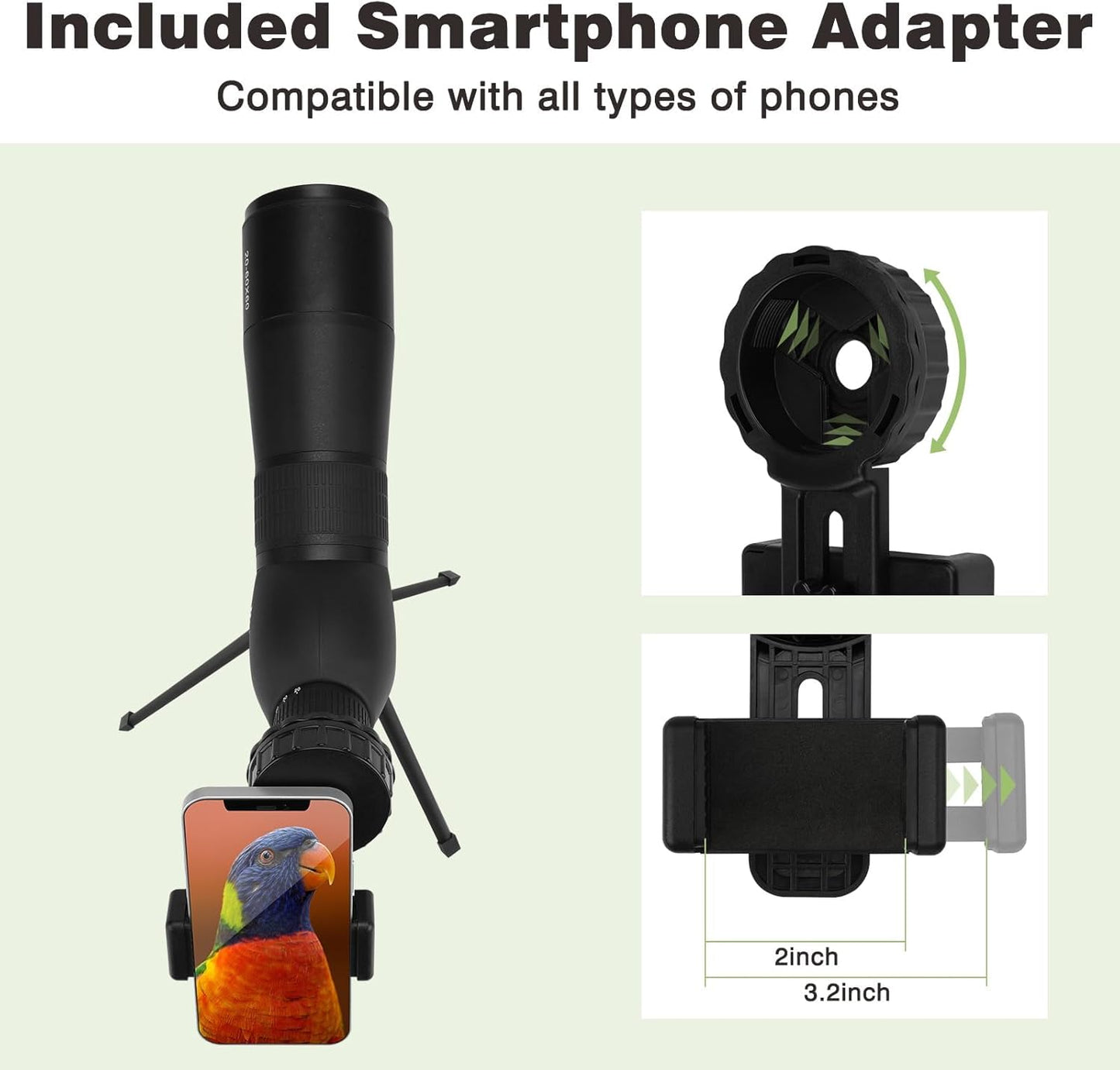HUICOCY Spotting Scopes, 39-19m/1000m Spotting Scopes with Tripod, FMC Lens, BAK4 45 Degree Angled Eyepiece, Fogproof Scope with Phone Adapter, Carry Bag, Bird Watching Wildlife Scenery