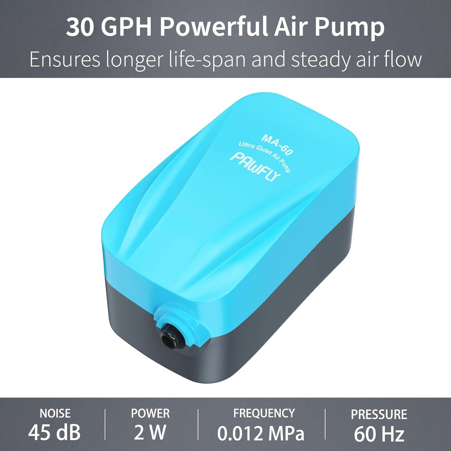 Pawfly Aquarium 15-40 GPH Compact Air Pump Quiet Oxygen Aerator Pump w