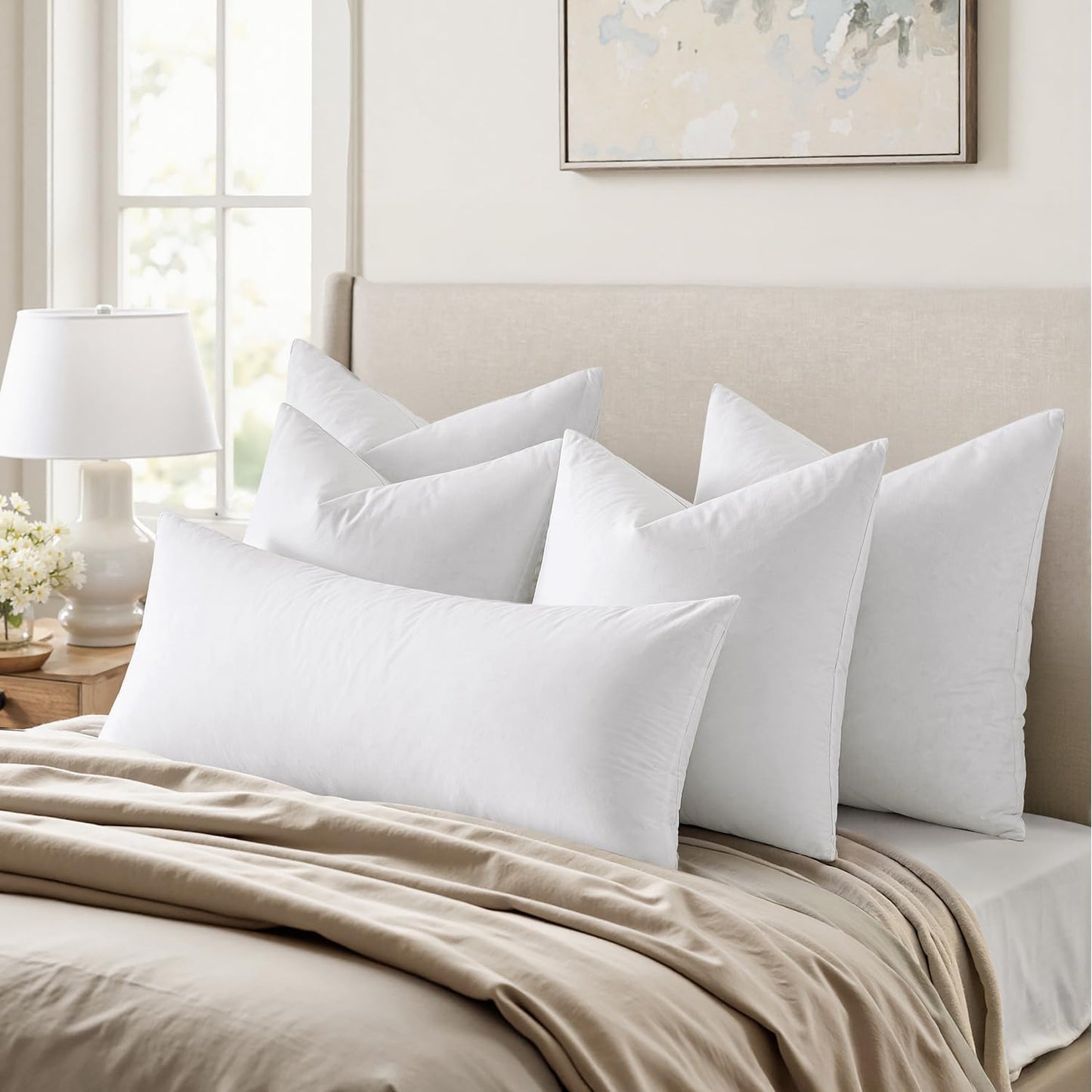 MIULEE 26x26 Euro Pillow Inserts,Set of 2 Down Feather Throw Pillows f