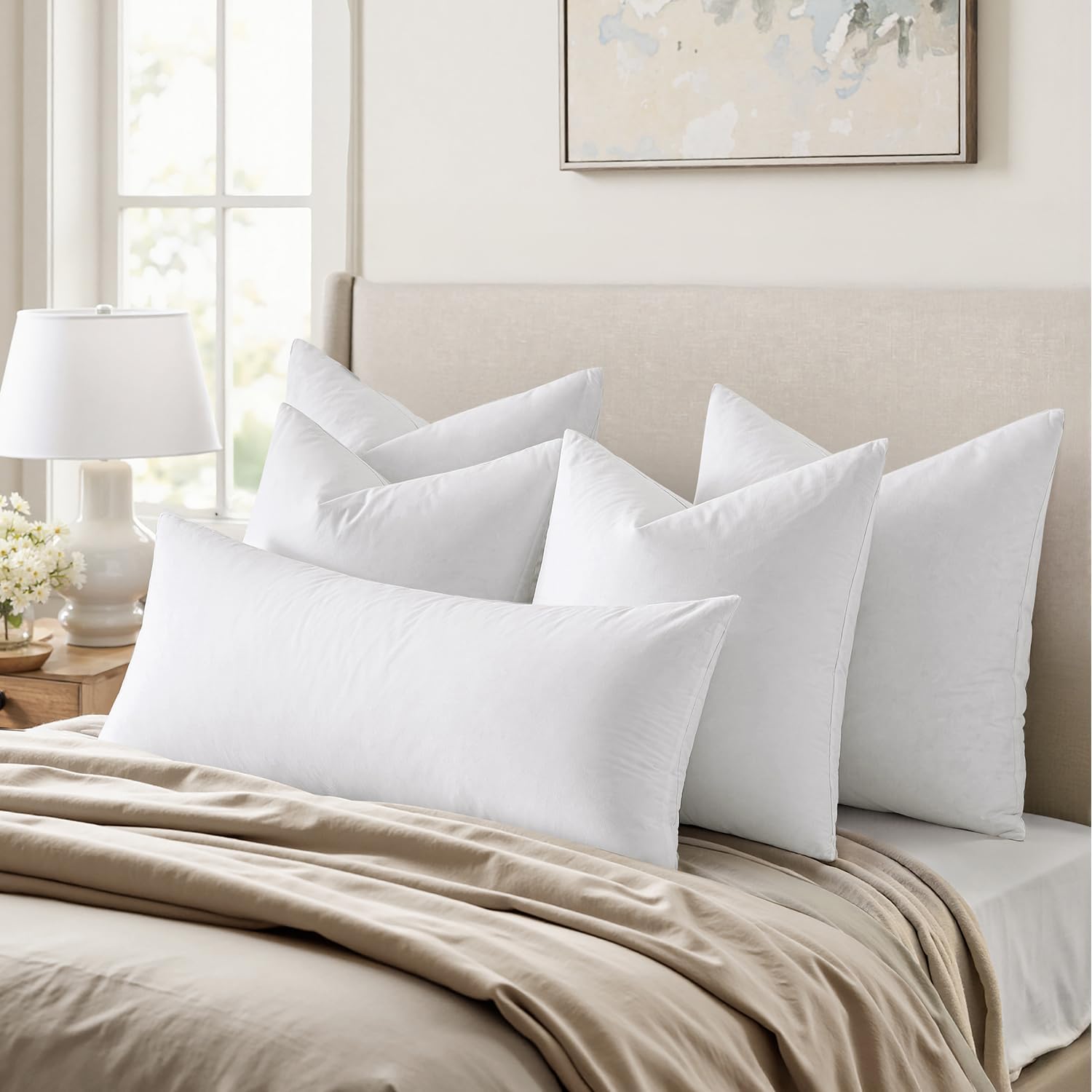 MIULEE 26x26 Euro Pillow Inserts,Set of 2 Down Feather Throw Pillows f