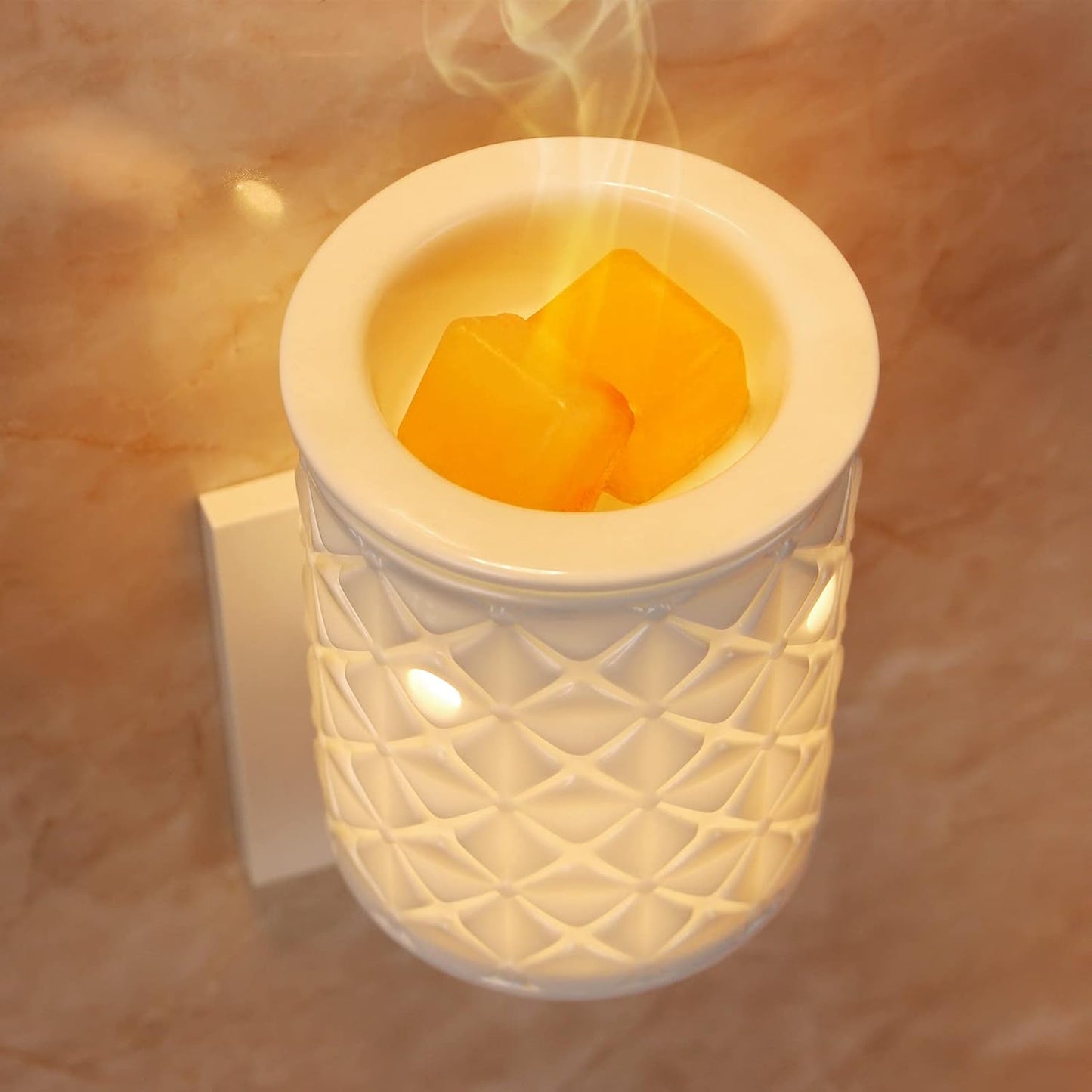 STAR MOON Ceramic Wax Melt Warmer, Plug in Wax Warmer for Scented Wax, Scentsy Wax Warmer for Fragrance Oil, Night Light Wax Burner Decoration with Two Bulbs