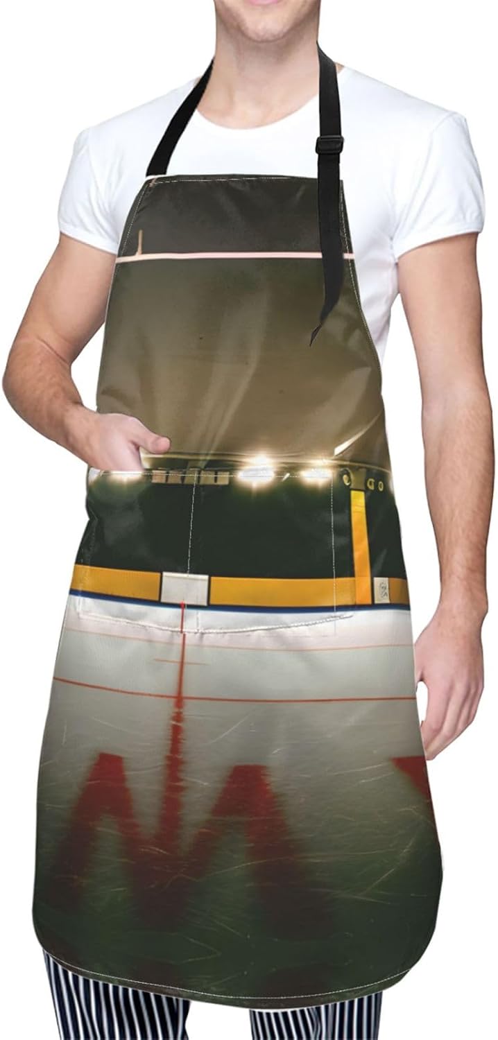 Hockey Stick print Waterproof chef's apron with pocket apron for kitchen cooking baking barbecue and gardening
