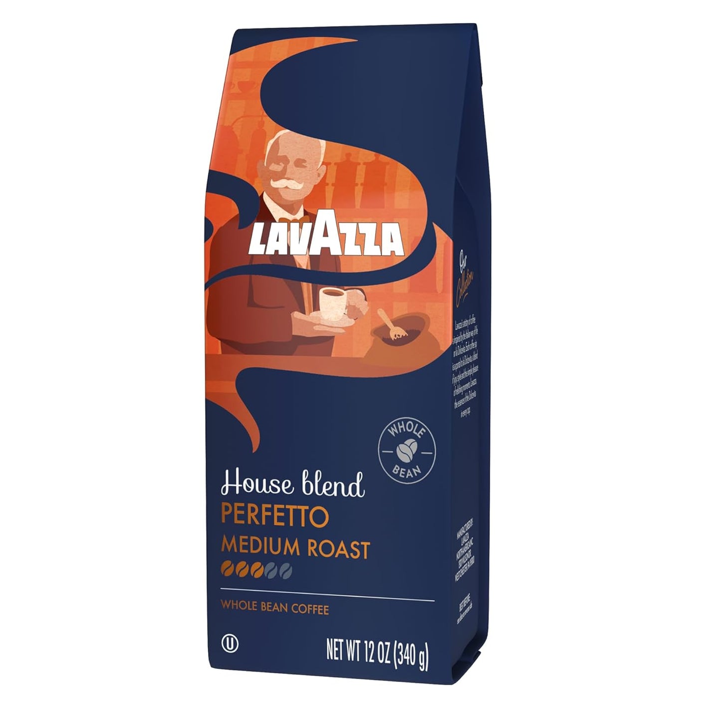 Lavazza House Blend Perfetto Whole Bean Coffee 12oz Bag, Medium Roast,