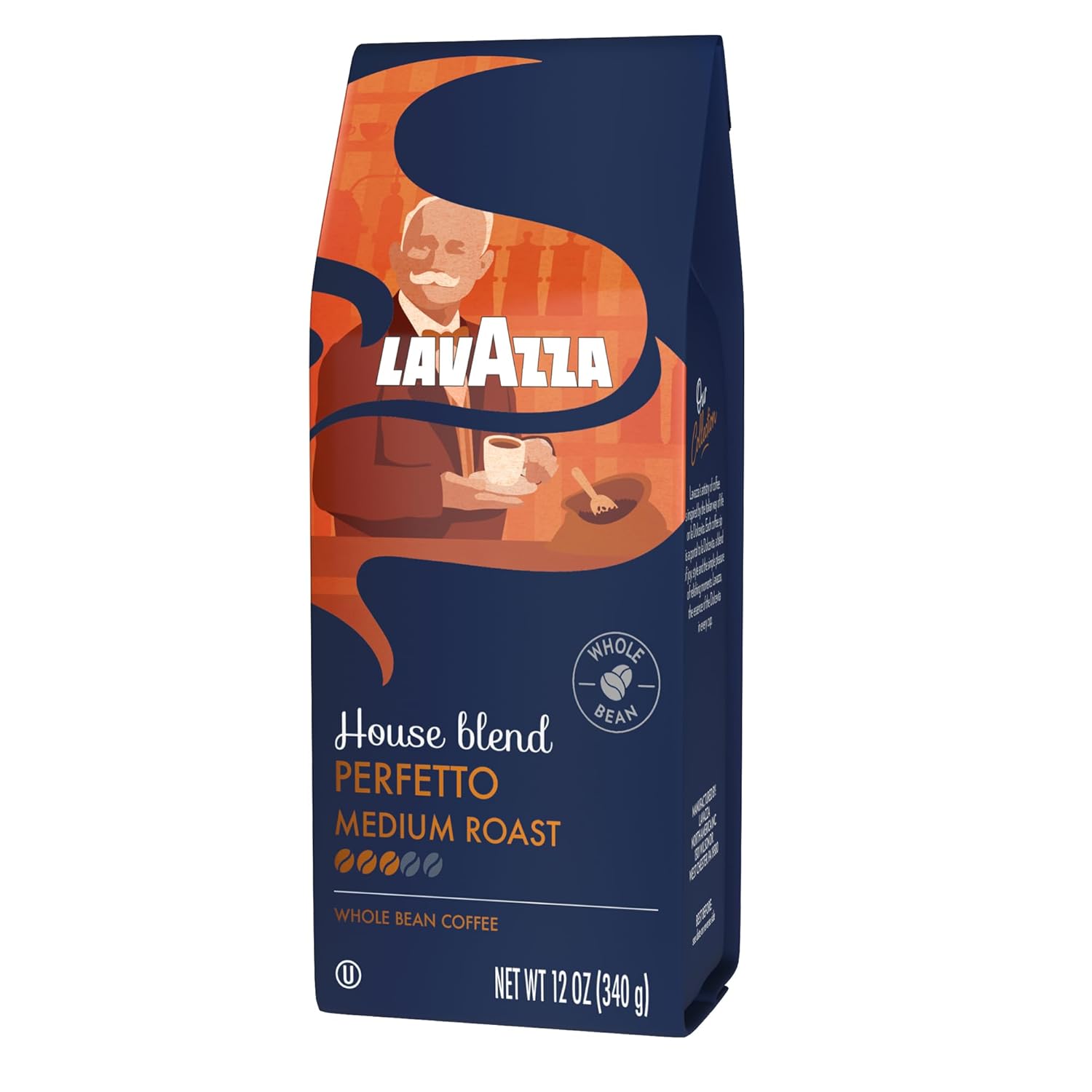Lavazza House Blend Perfetto Whole Bean Coffee 12oz Bag, Medium Roast,