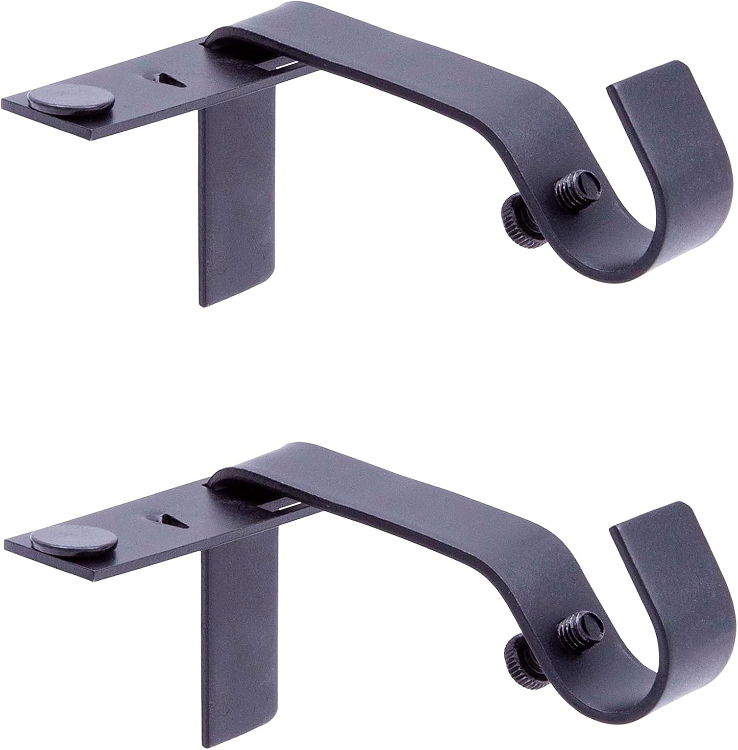 Kenney Fast Fit 5/8" No Measure Curtain Rod Brackets, Matte Black